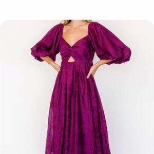 Baltic Born Brynn Deep Purple Long Sleeve Dress small NWT